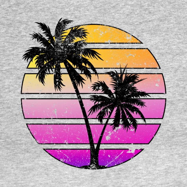 Distressed Style Synthwave Sunset design by Brobocop